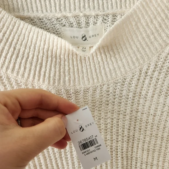 Lou & Grey Off White Knit Tunic Sweater Medium - Picture 5 of 8